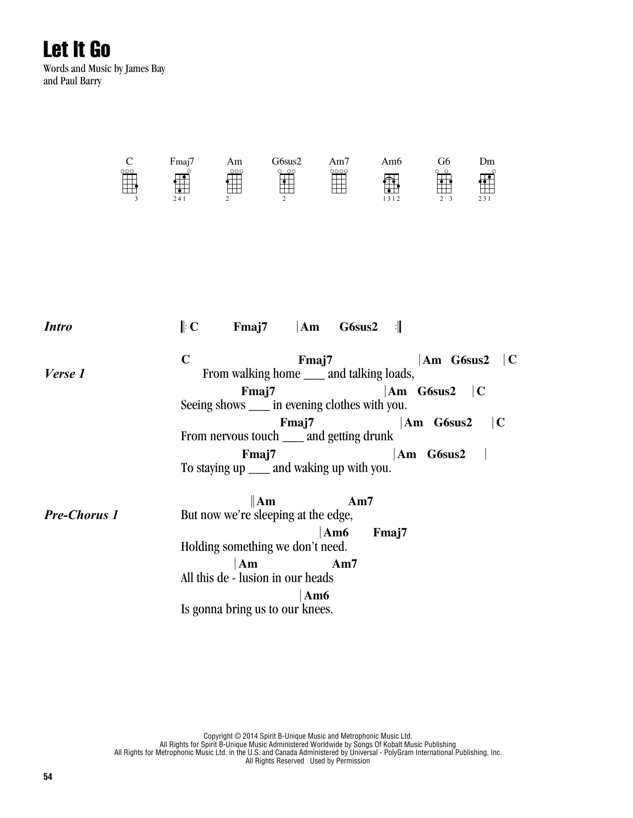 let it go ukulele chords