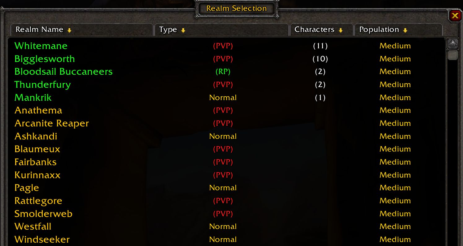 server wow population