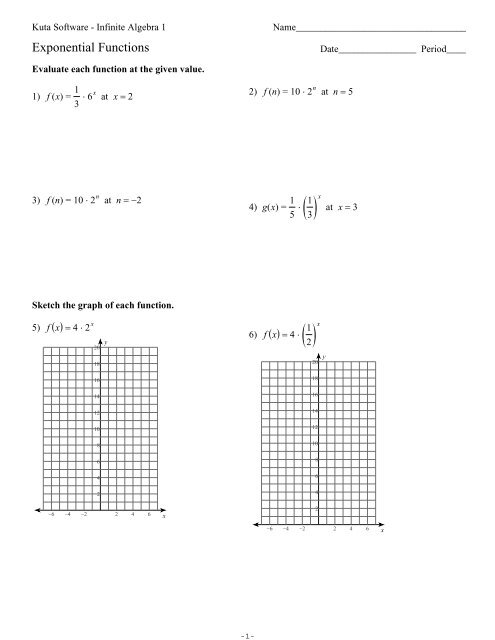 exponential functions kuta software