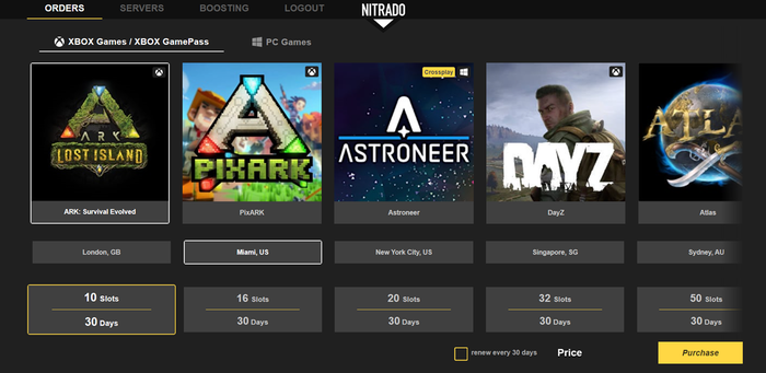 nitrado ark xbox one server price