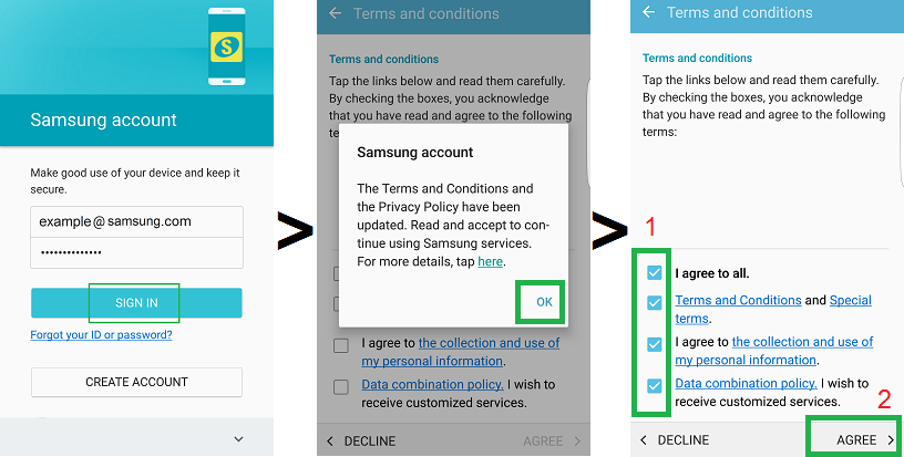 samsung account settings