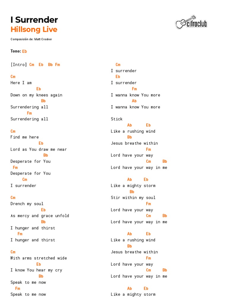 hillsong chords i surrender