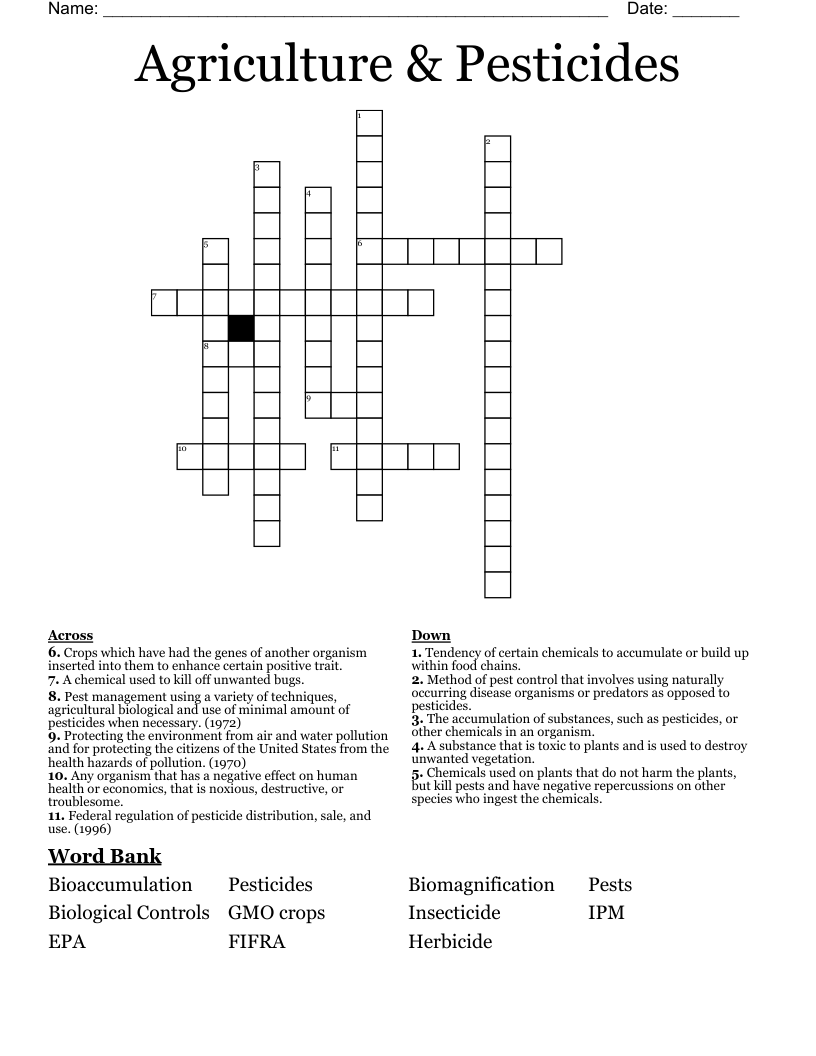 crop pest crossword