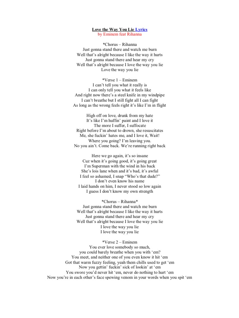 eminem i like the way you lie lyrics