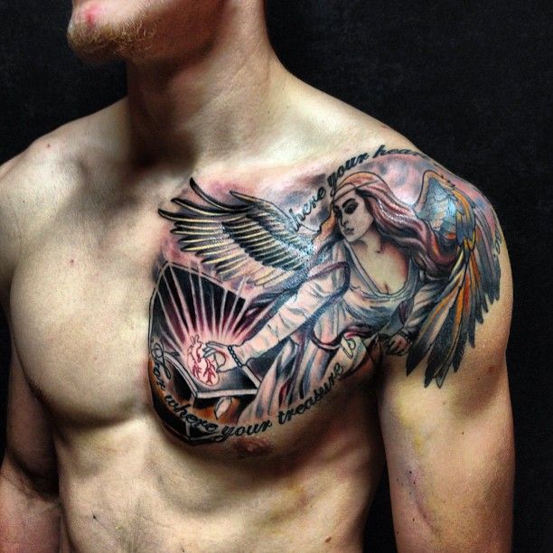 archangel michael chest tattoo