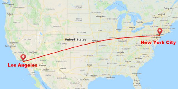 distance from new york to los angeles