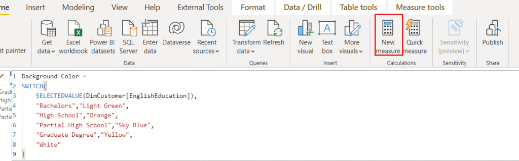 switch statement power bi