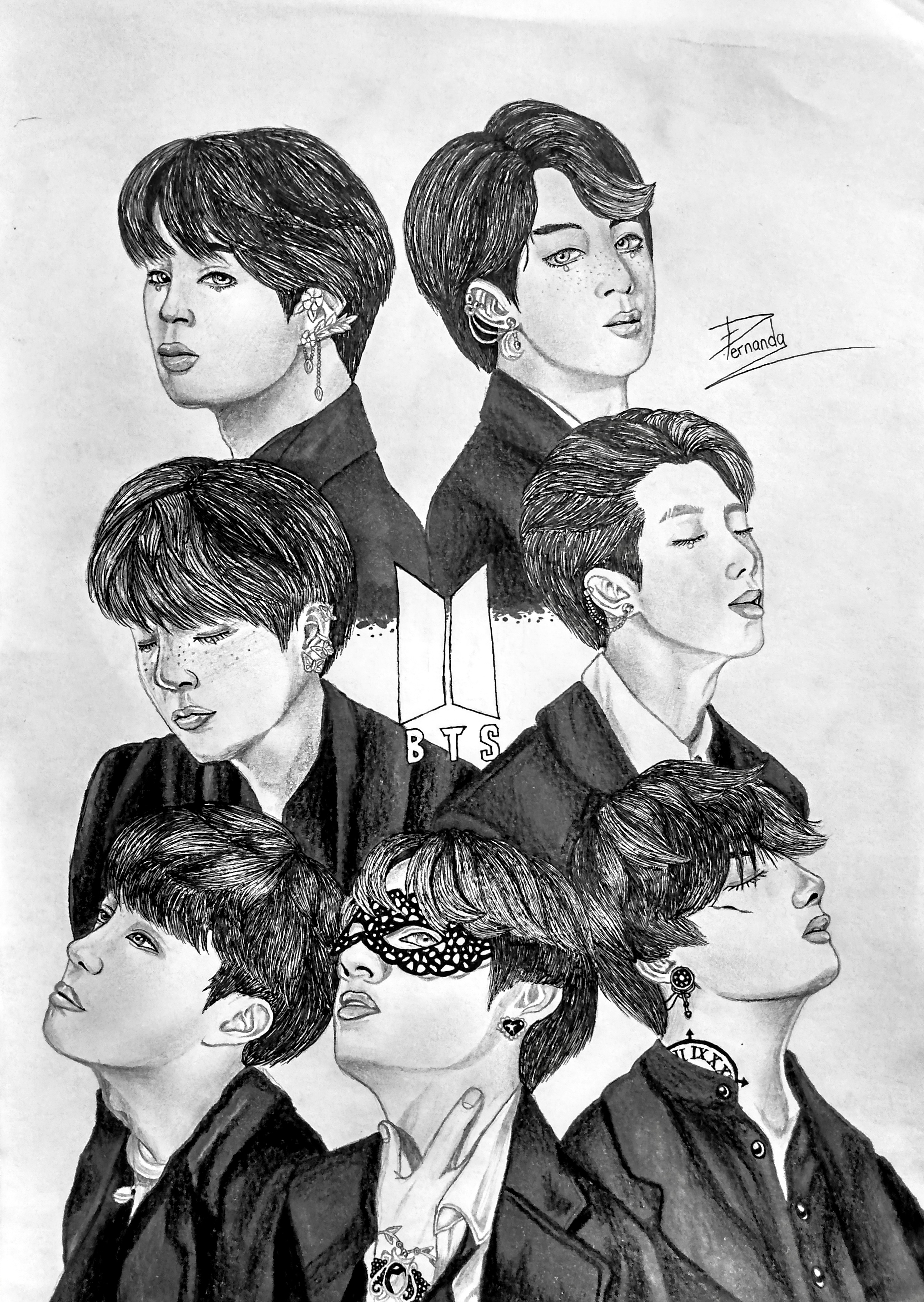 dibujos de bts a lápiz