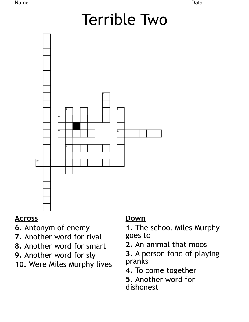 the terrible twos for example crossword