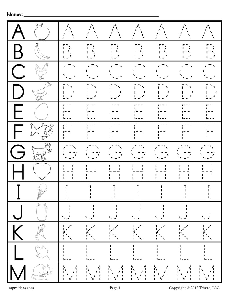 tracing alphabet letters