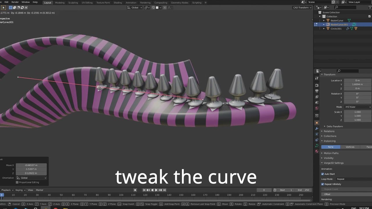 blender array to curve