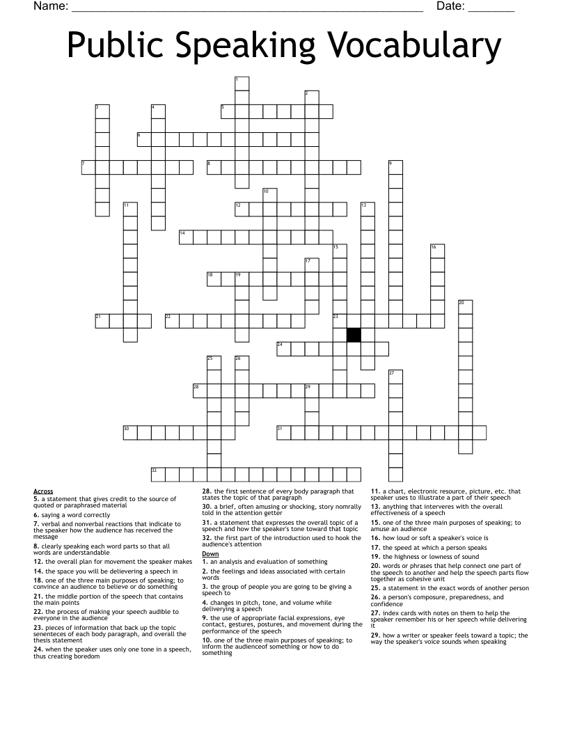 crossword clue public speaker