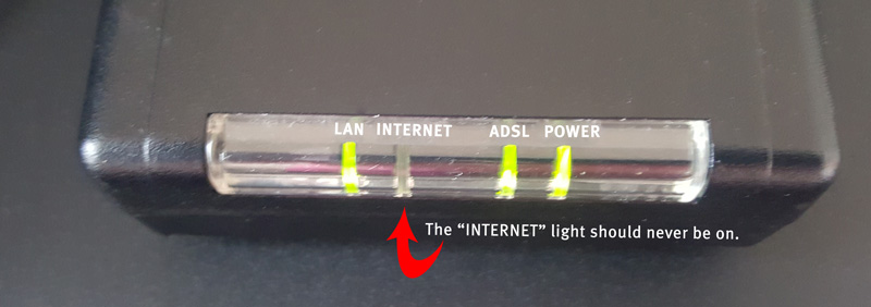 modem online light blinking