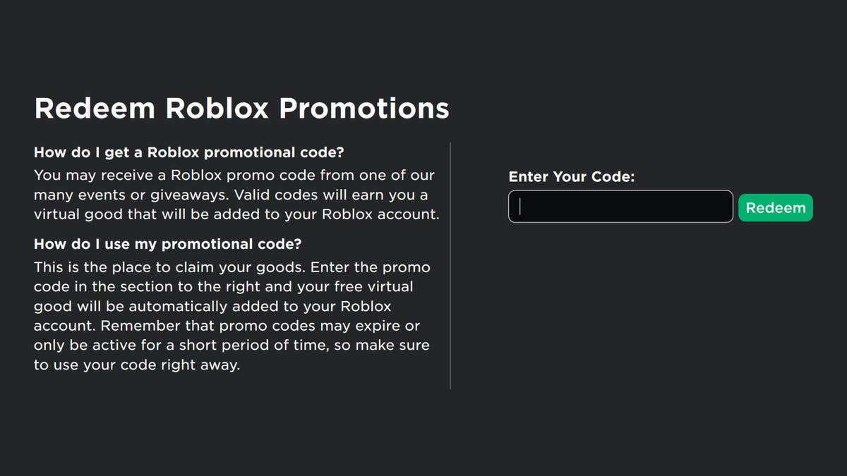 roblox promo codes redeem