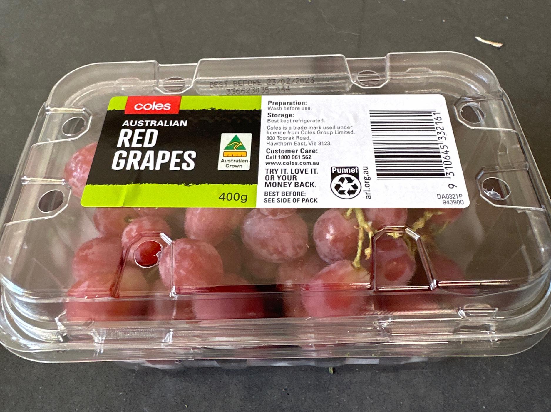 calories grapes red seedless