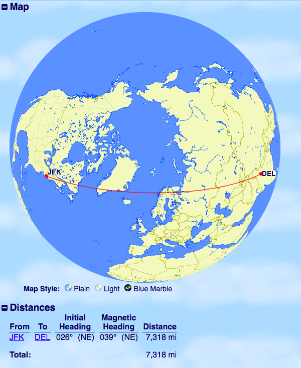 delhi to new york flight duration