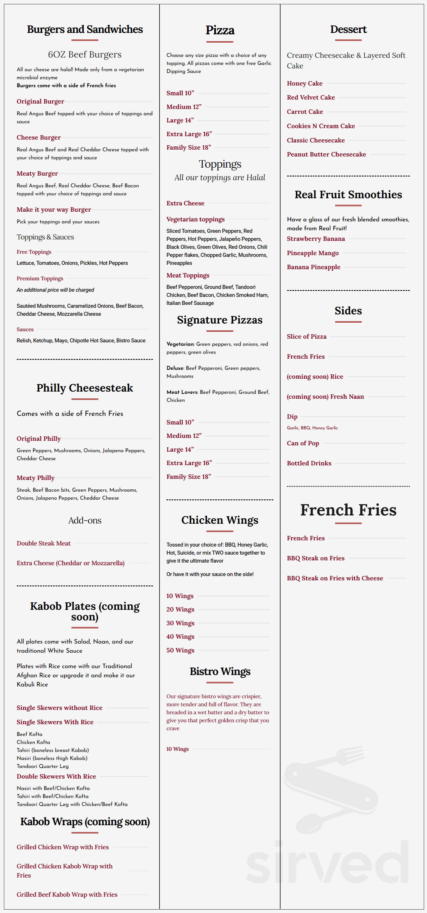 almadina bistro menu