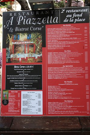 a piazzetta menu