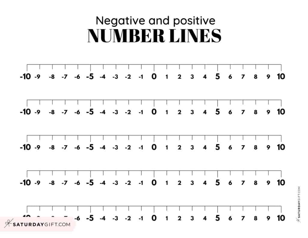 number lines negative and positive printable