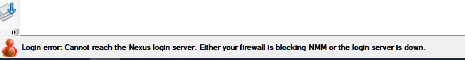 cannot reach the nexus login server either your firewall