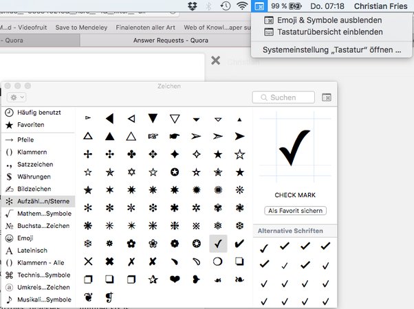 ascii code for check mark