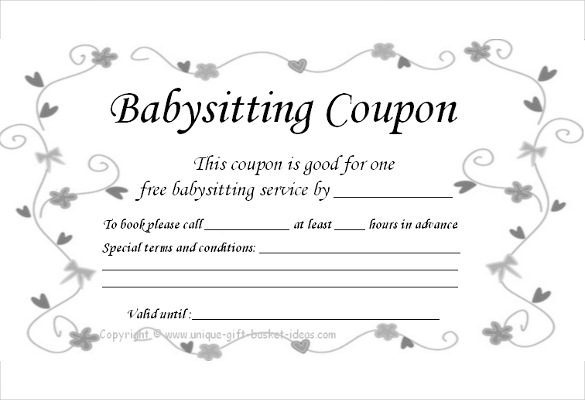 date night babysitting coupon template