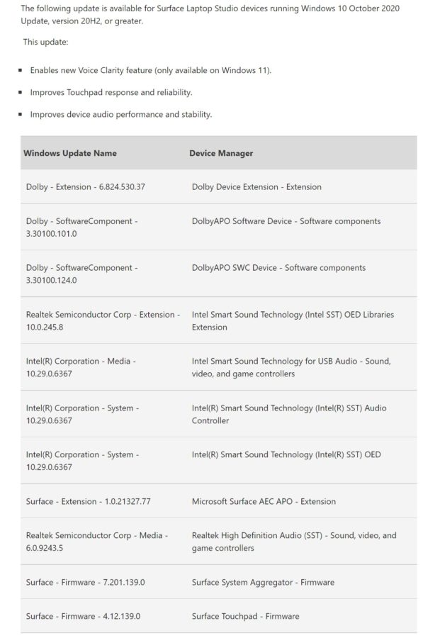 surface laptop studio firmware update