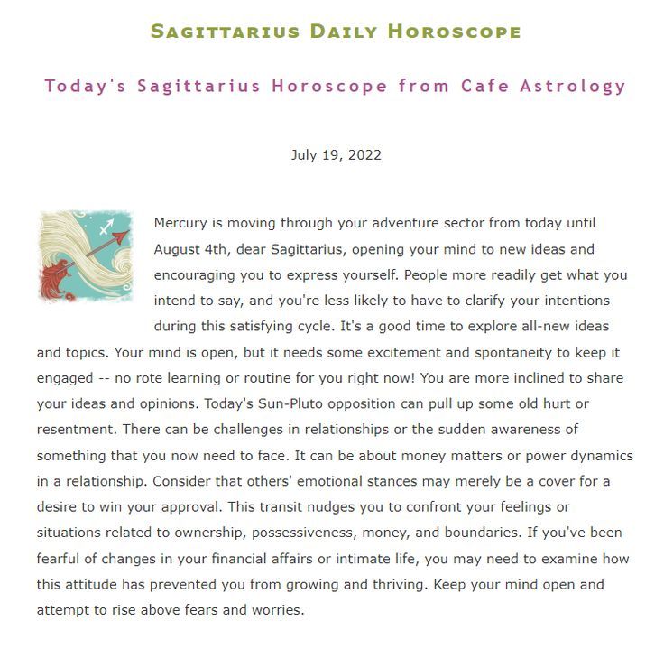 sagittarius daily horoscope cafe