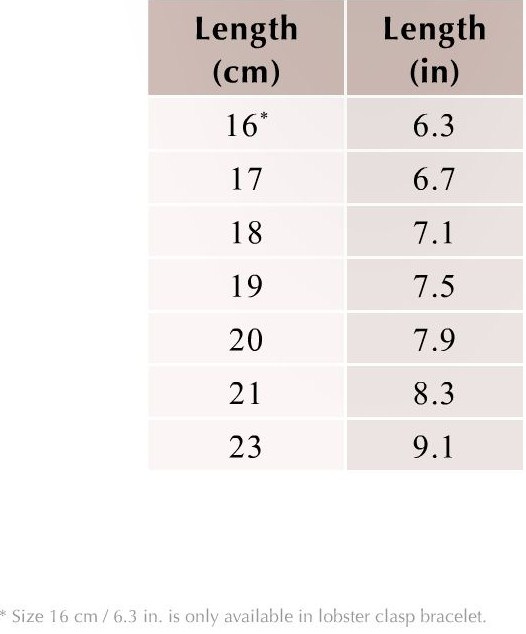 pandora bracelet size chart