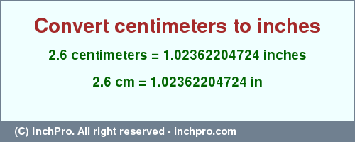 2.6 cm in inches