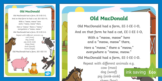 song old macdonald had a farm lyrics to