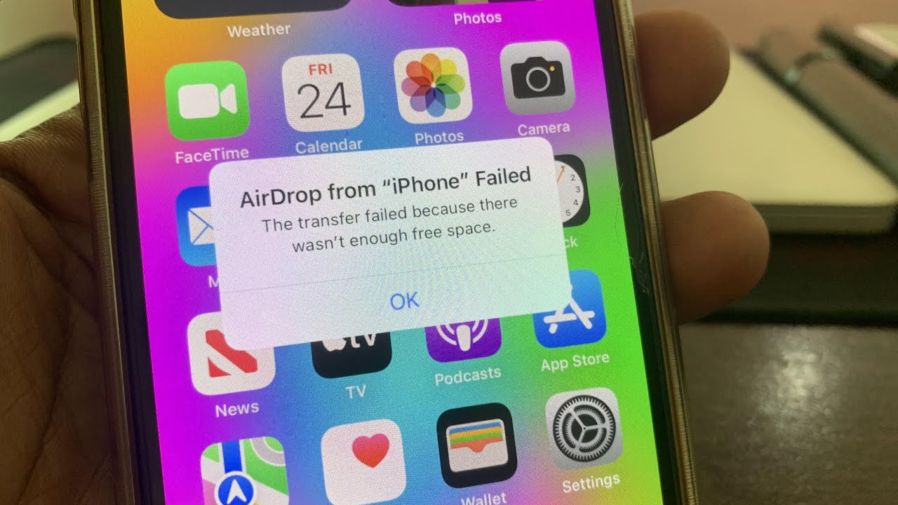 airdrop transfer failed not enough space