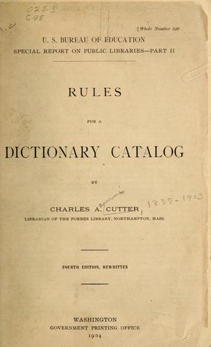 rules for dictionary catalogue