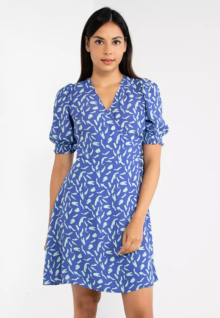 vero moda wrap dress blue