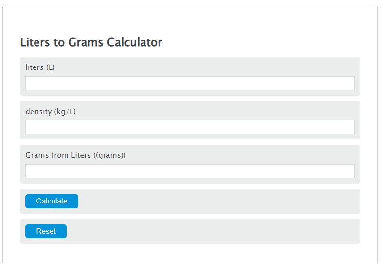 l to grams conversion