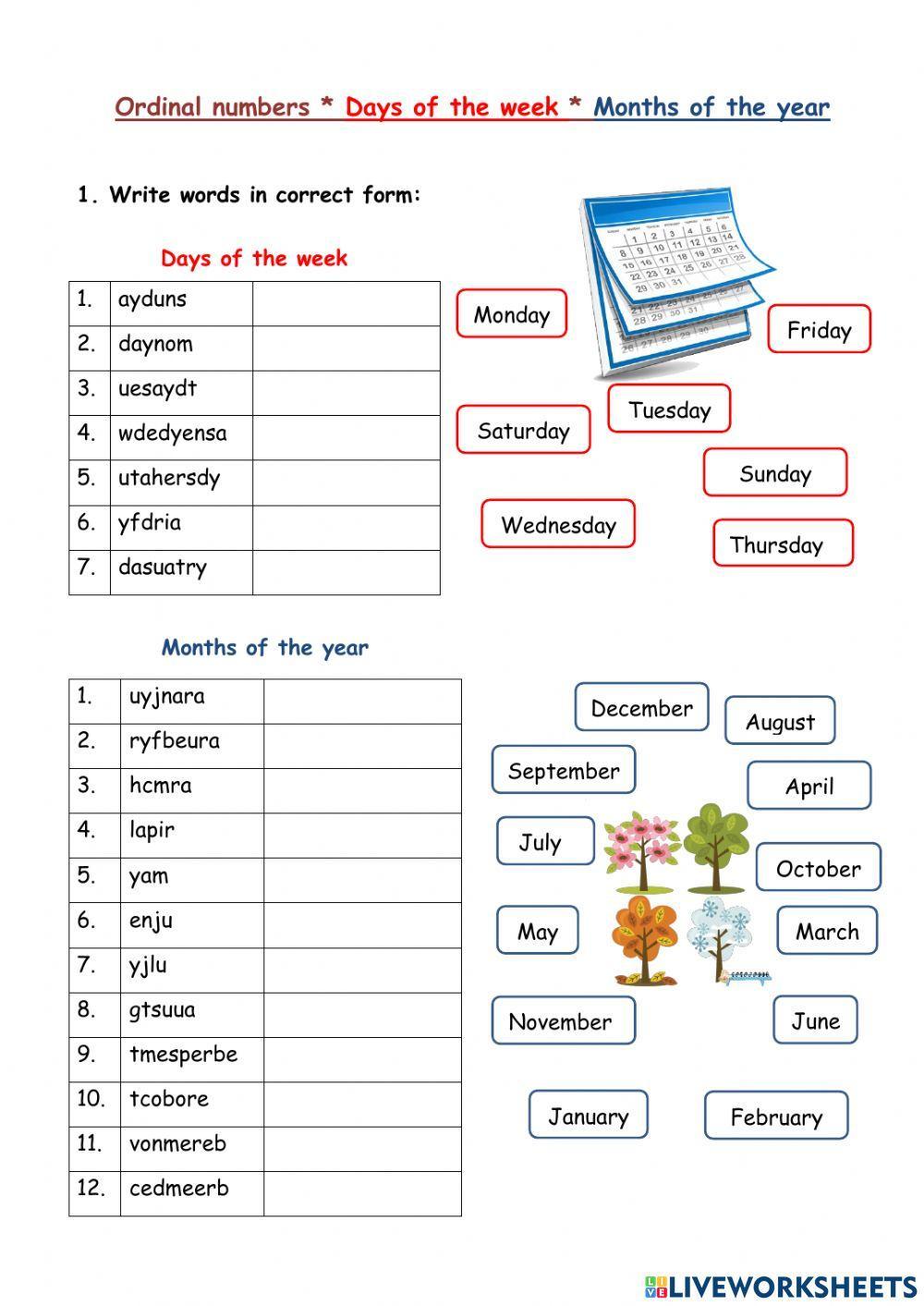 ordinal numbers exercises pdf