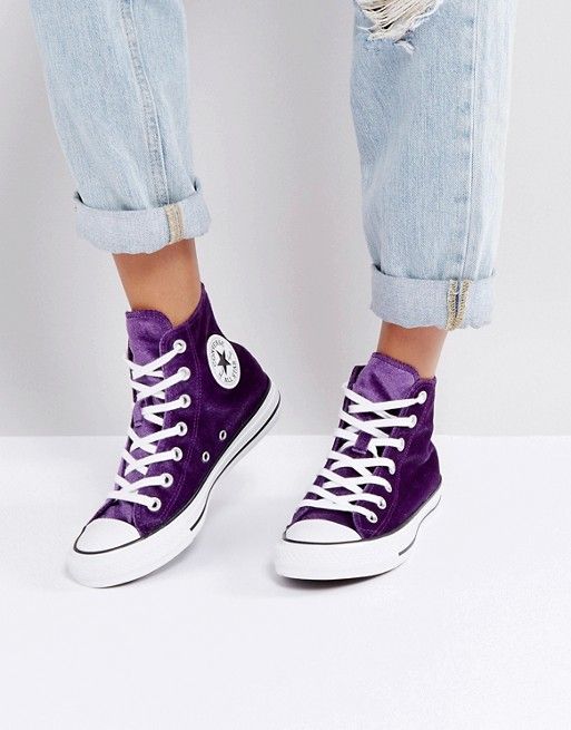 purple high top converse