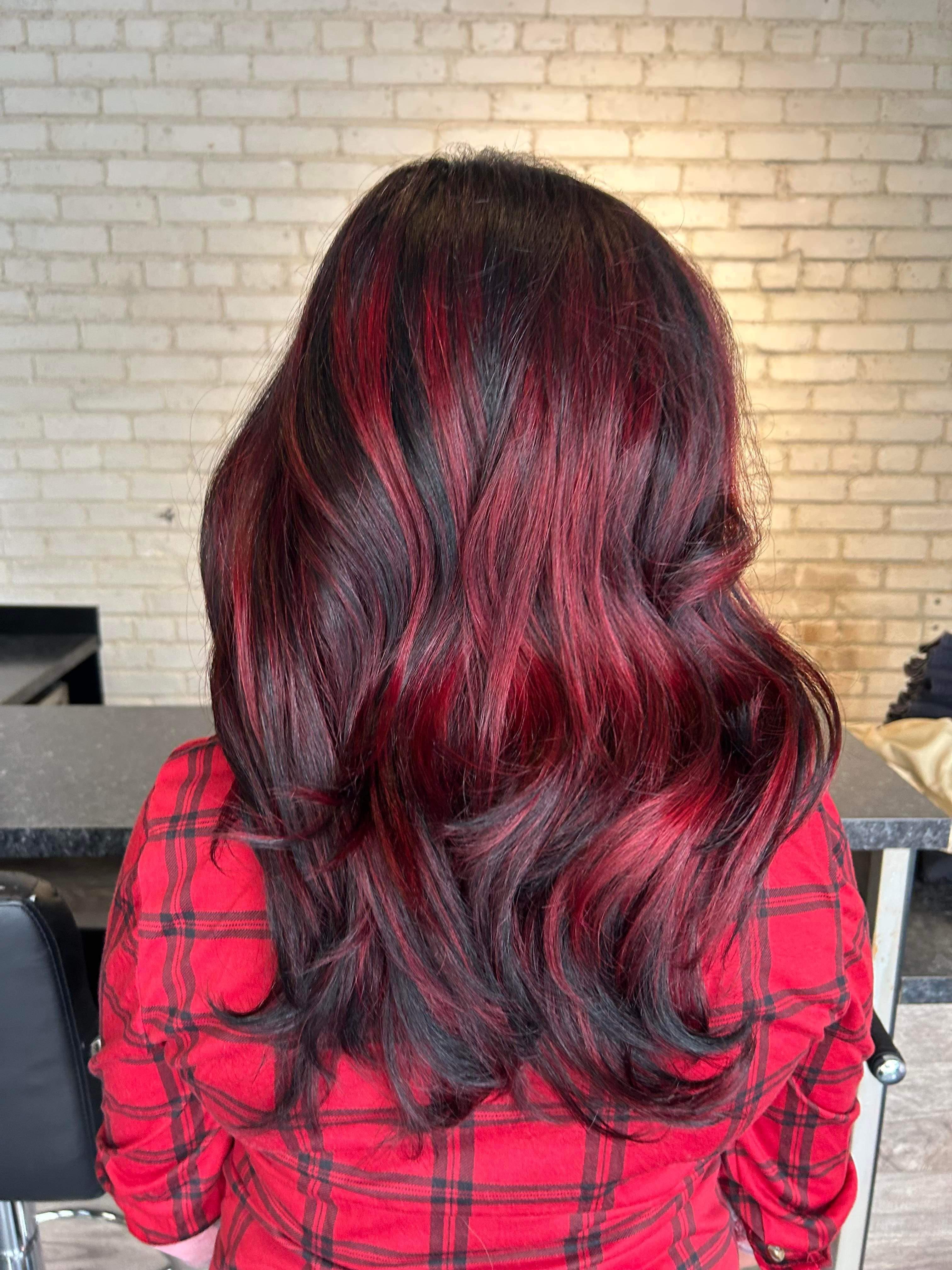 red hair highlights for dark brown hair