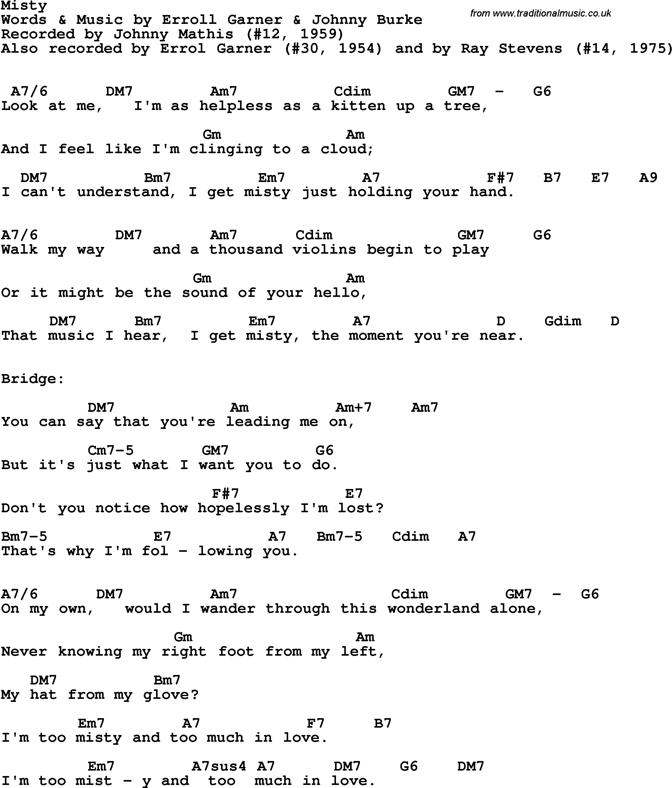 misty lyrics