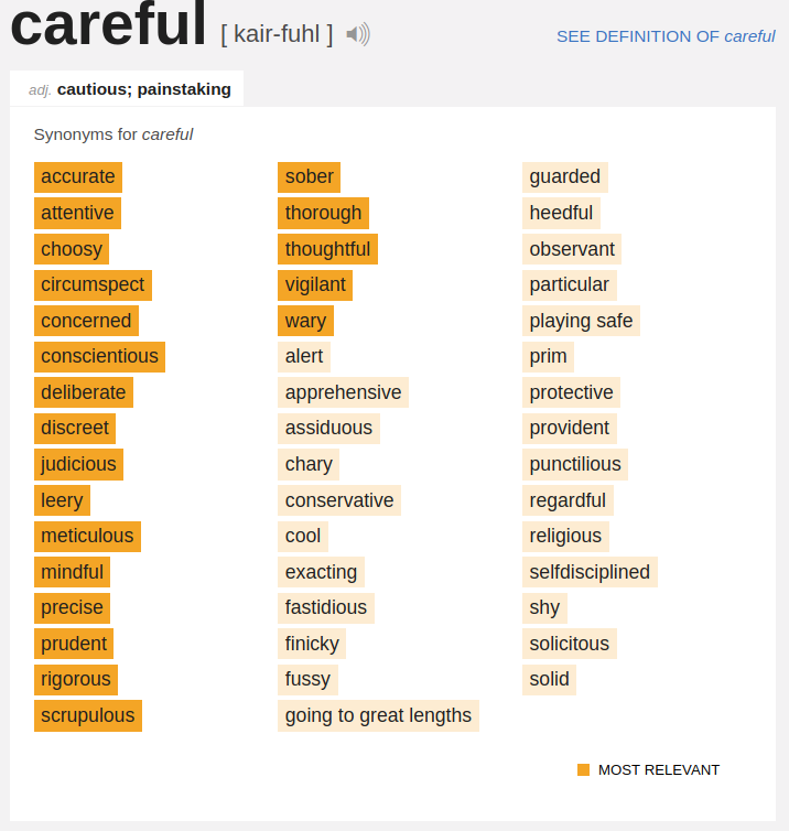 synonym for careful