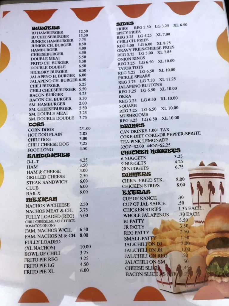 bj drive in menu