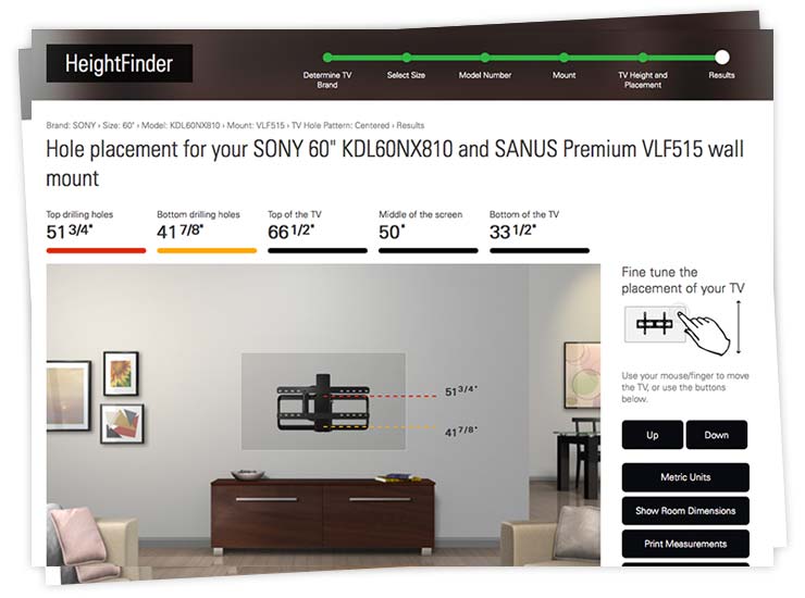 75 inch tv wall mount height calculator