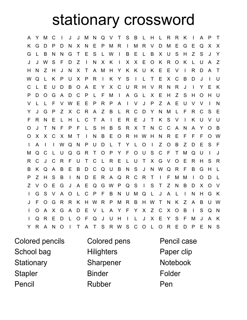 stationery items crossword