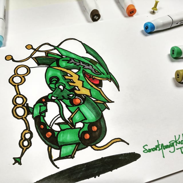 how to draw mega rayquaza