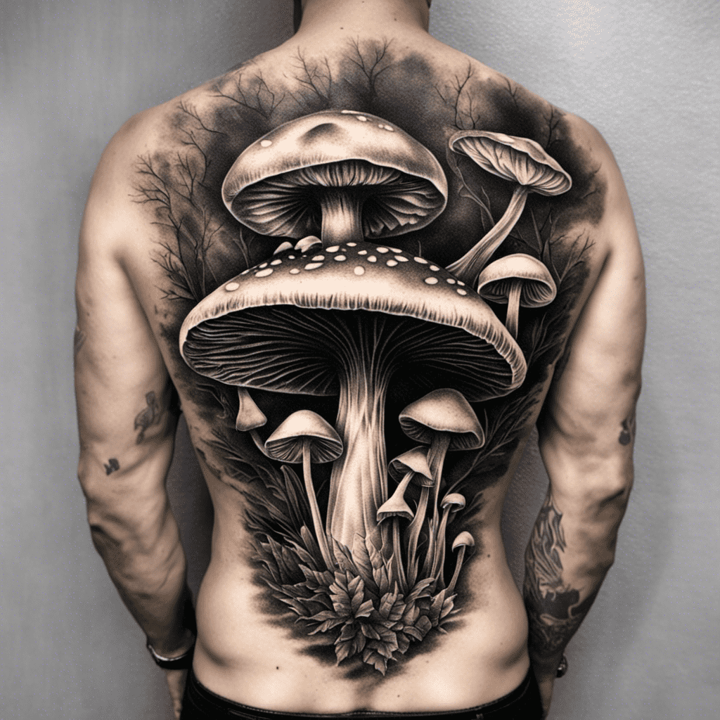 realistic mushroom tattoo