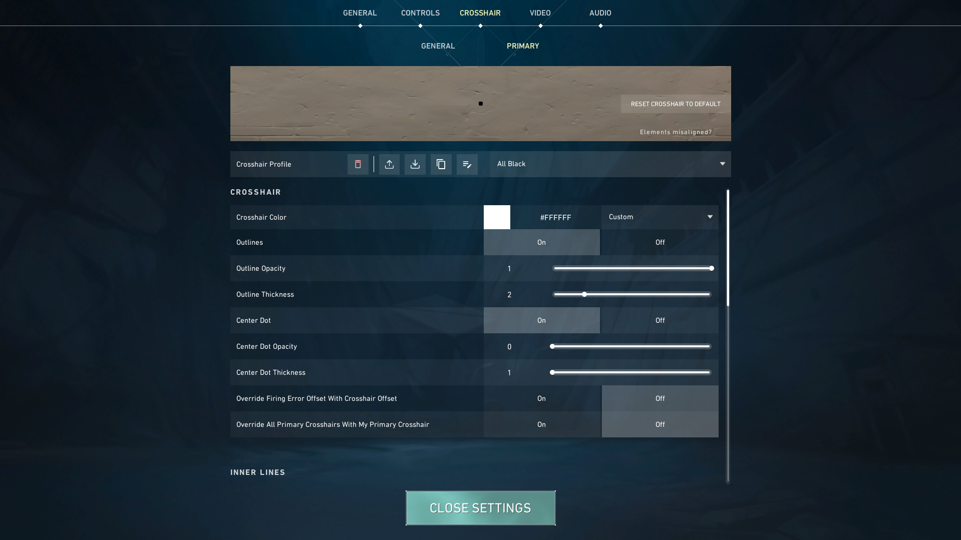 how to make crosshair black valorant