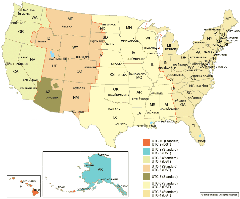 central time zone usa now