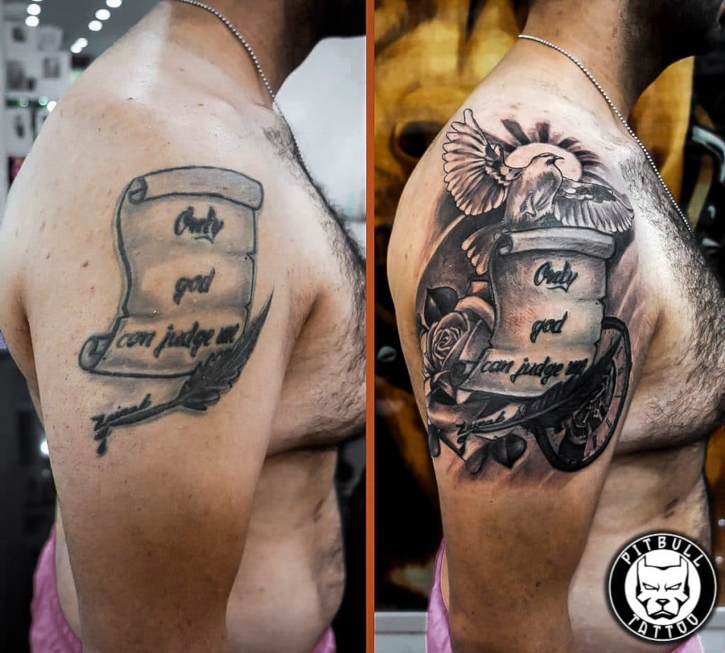 tattoo pergamino con nombres