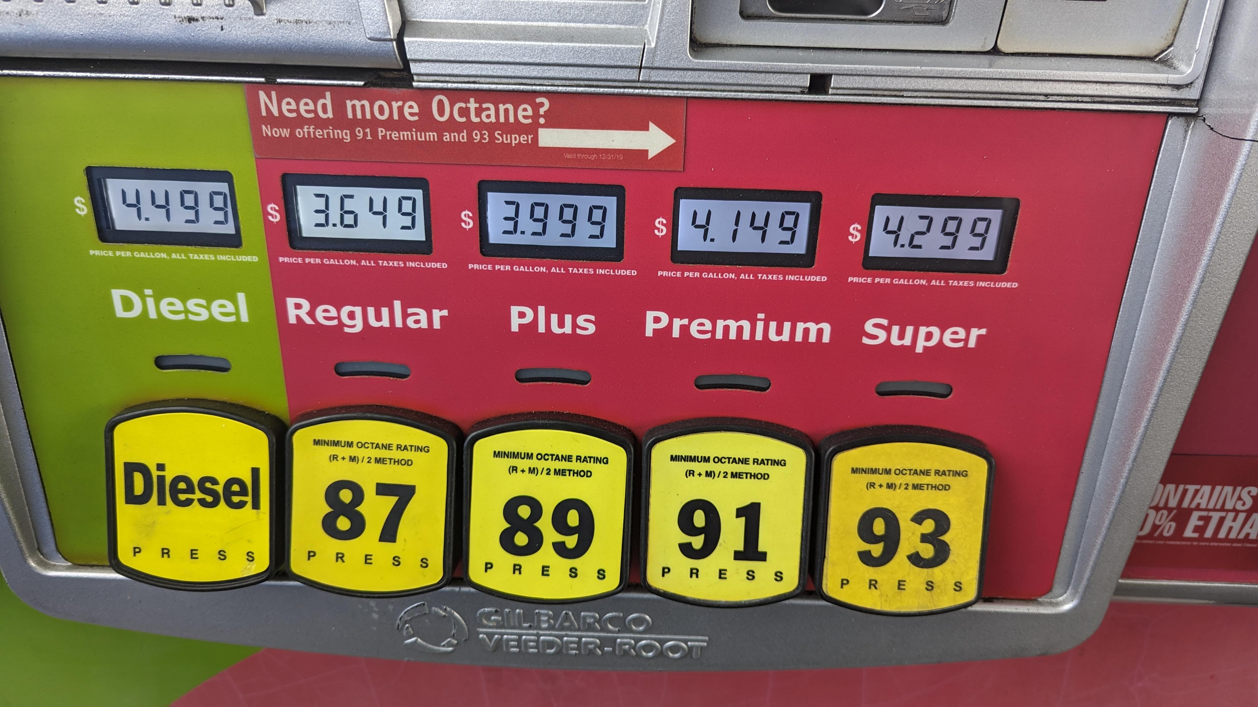 wawa gas octane levels