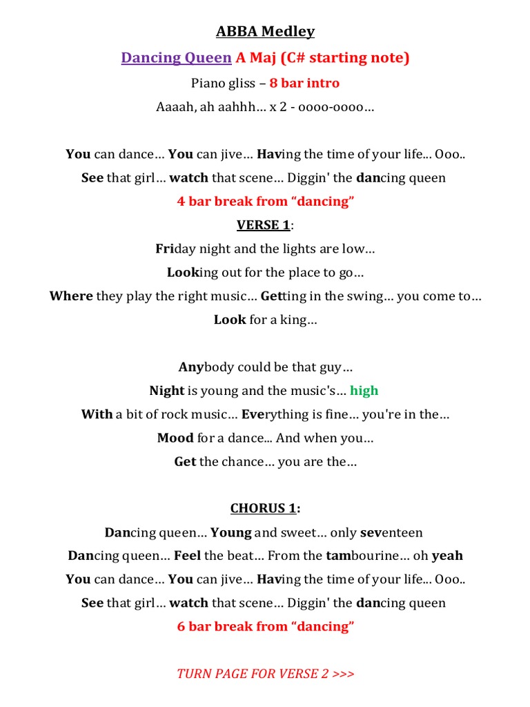 dancing queen mamma mia lyrics